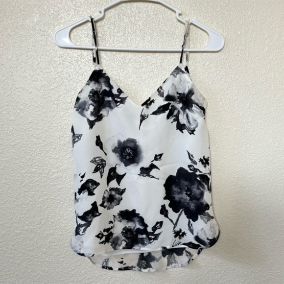 Haute Hippie White & Black Floral Silk Cowl Neckline Camisole Top Extra Small - Picture 1 of 9
